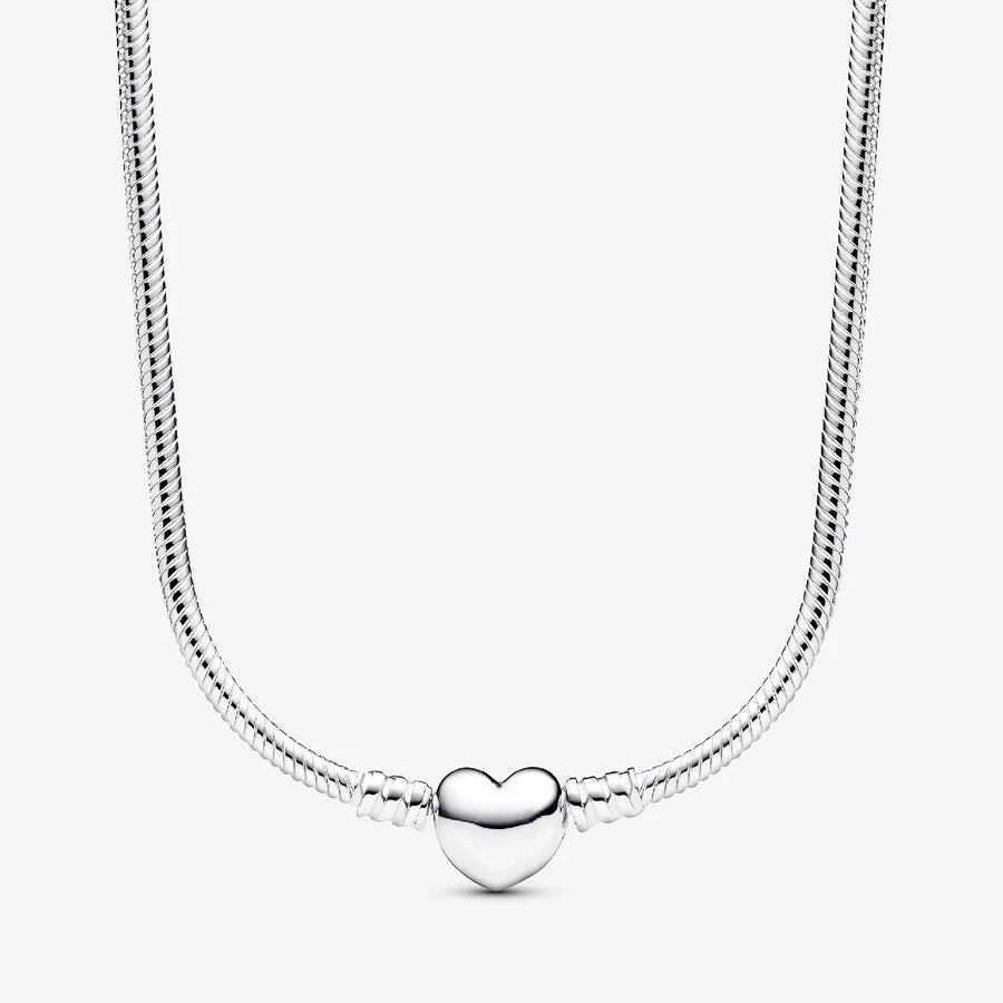 925 Silver Shining Round Double Ring & Heart-Shaped Cuban Tennis Necklace – DIY Charm Jewelry for Women