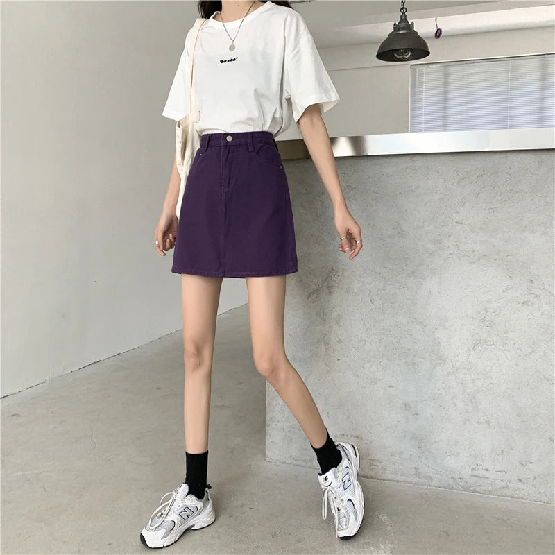 Women’s High Waist A-Line Denim Skirt | Slimming Bodycon Short Skirt Korean Style 2025