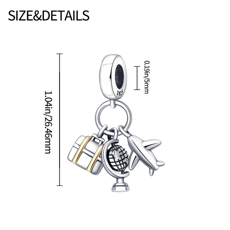 925 Sterling Silver Golden London Big Ben Charm Pendant | Travel Series Bead for Women DIY Bracelet Jewelry Gift