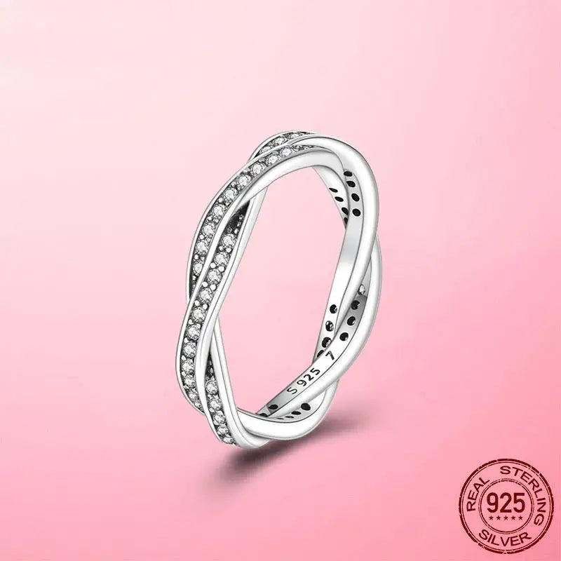 925 Silver Sparkling & Polished Lines Ring for Women | 2025 New Finger Ring | Wedding Engagement Jewelry Gift Anel