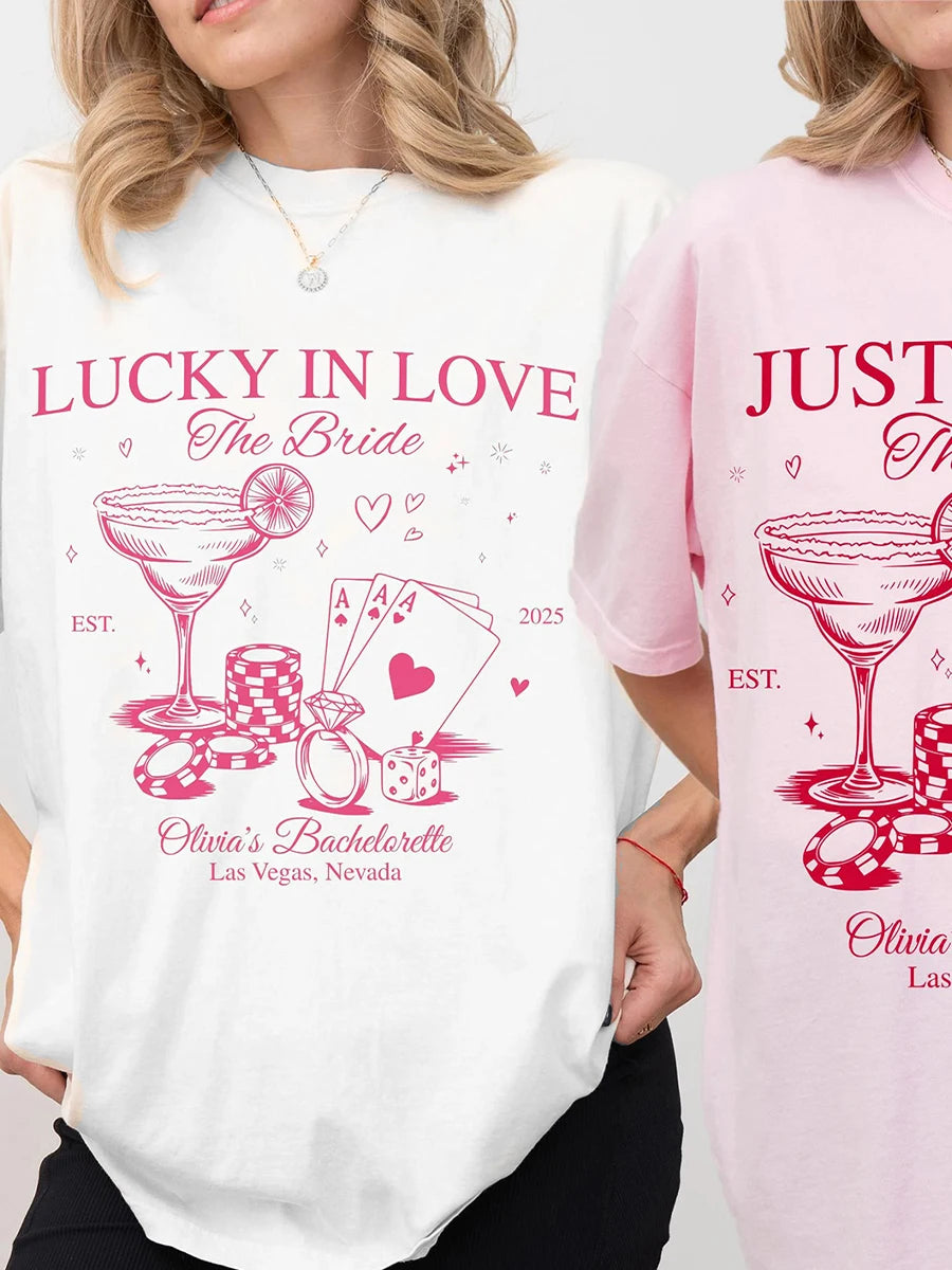 Lucky In Love Las Vegas Shirt 💍✨ Custom Bachelorette Party Unisex Tee