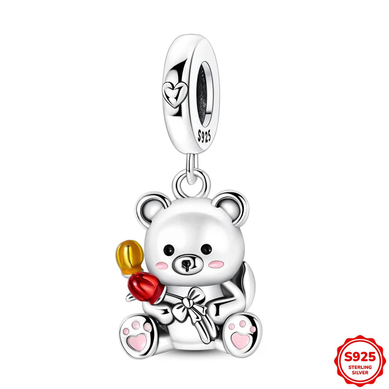 Hot Sale 925 Sterling Silver Moments Keychain Charm | Fit Original Bracelet Beads Women’s Elegant Jewelry Gift