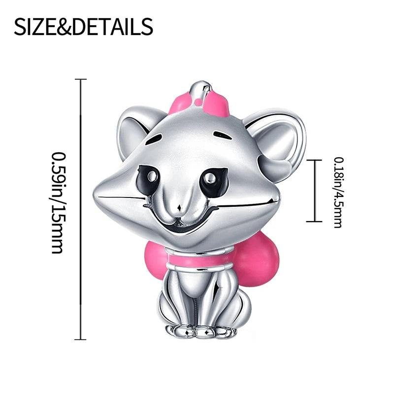 Disney 925 Sterling Silver Mickey, Winnie & Stitch Charm – DIY Pendant Beads for Original Bracelets