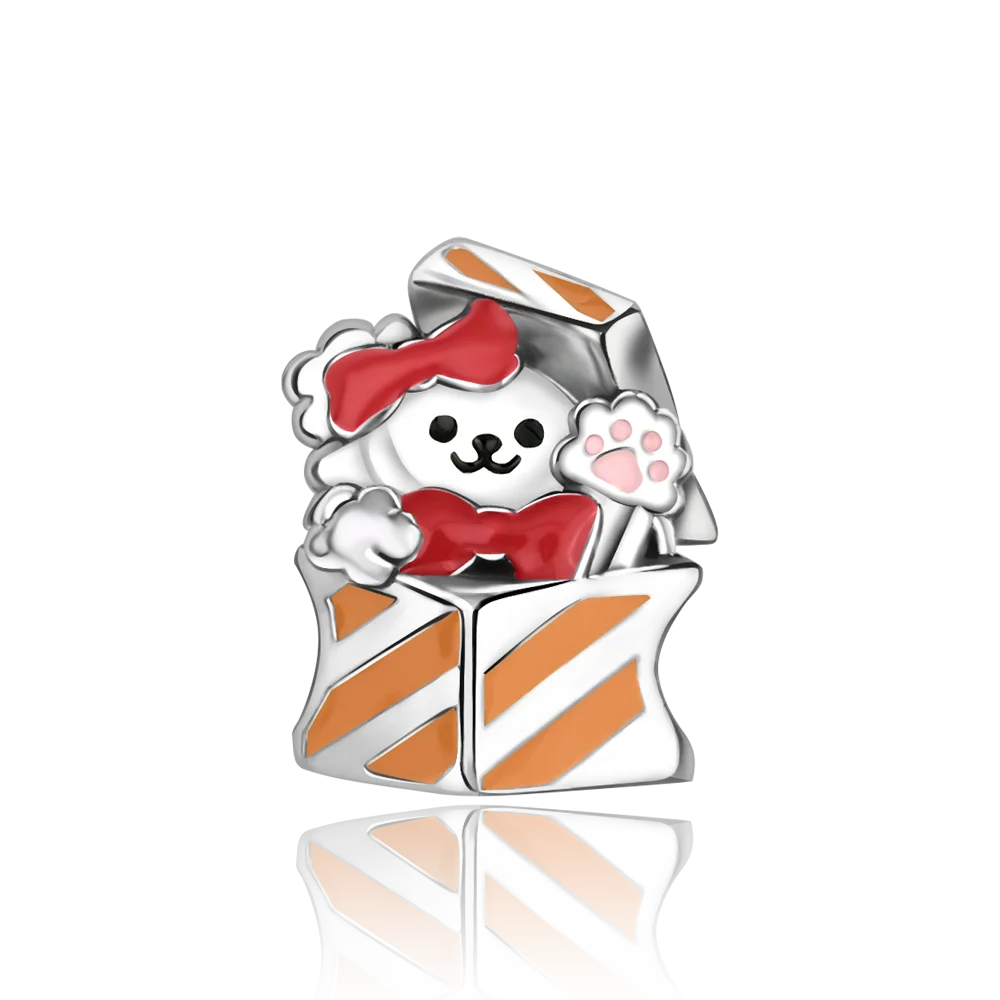 925 Sterling Silver Pink Cat & Dog Paw Charm Bead | Animal Claw Bone Beads for 925 Bracelet DIY Jewelry Gift