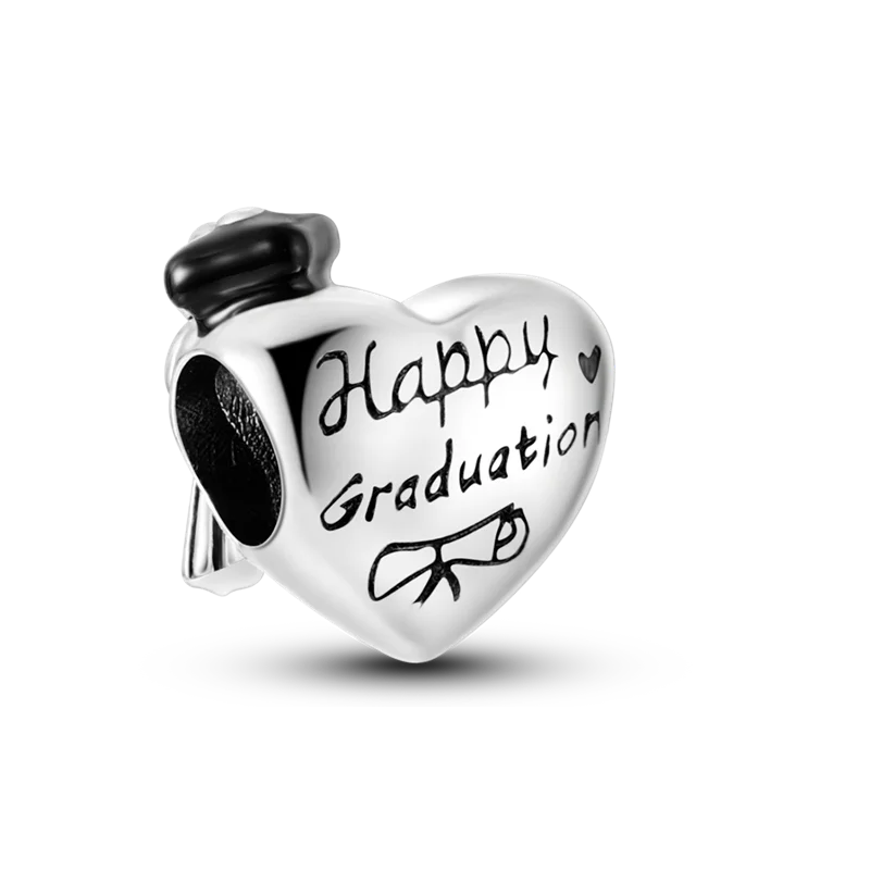 925 Sterling Silver Heart Shaped Warm Family Charm Beads Butterfly Flower Pendant