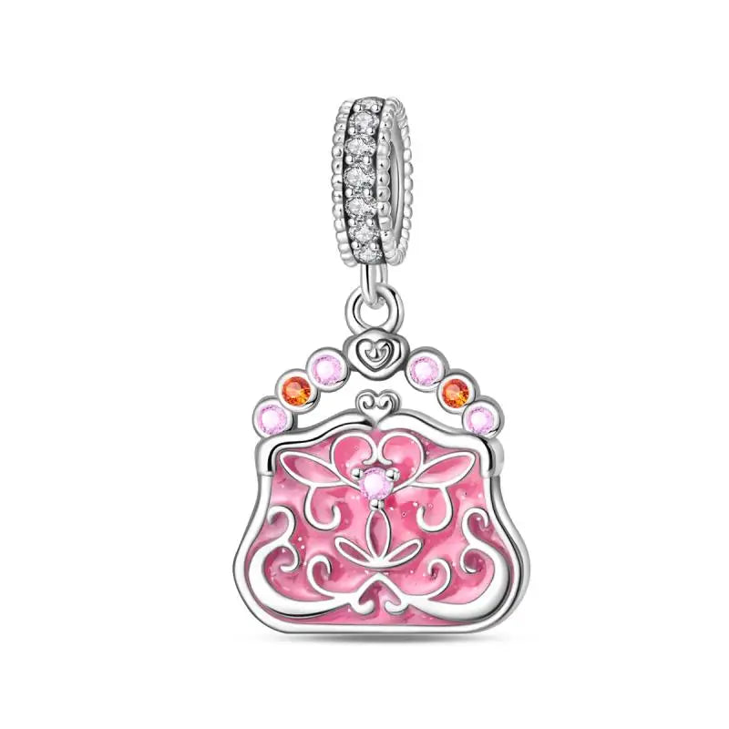 925 Silver Plated Magic Mirror Princess Angel Pink Charm Beads | Fits Original Pan 925 Bracelet | Exquisite DIY Jewelry
