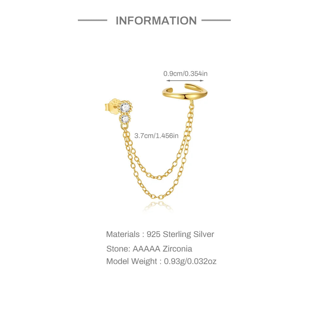 CANNER 925 Sterling Silver Horse Eye Tassel Zircon Drop Earrings – Minimalist Geometric Jewelry for Women