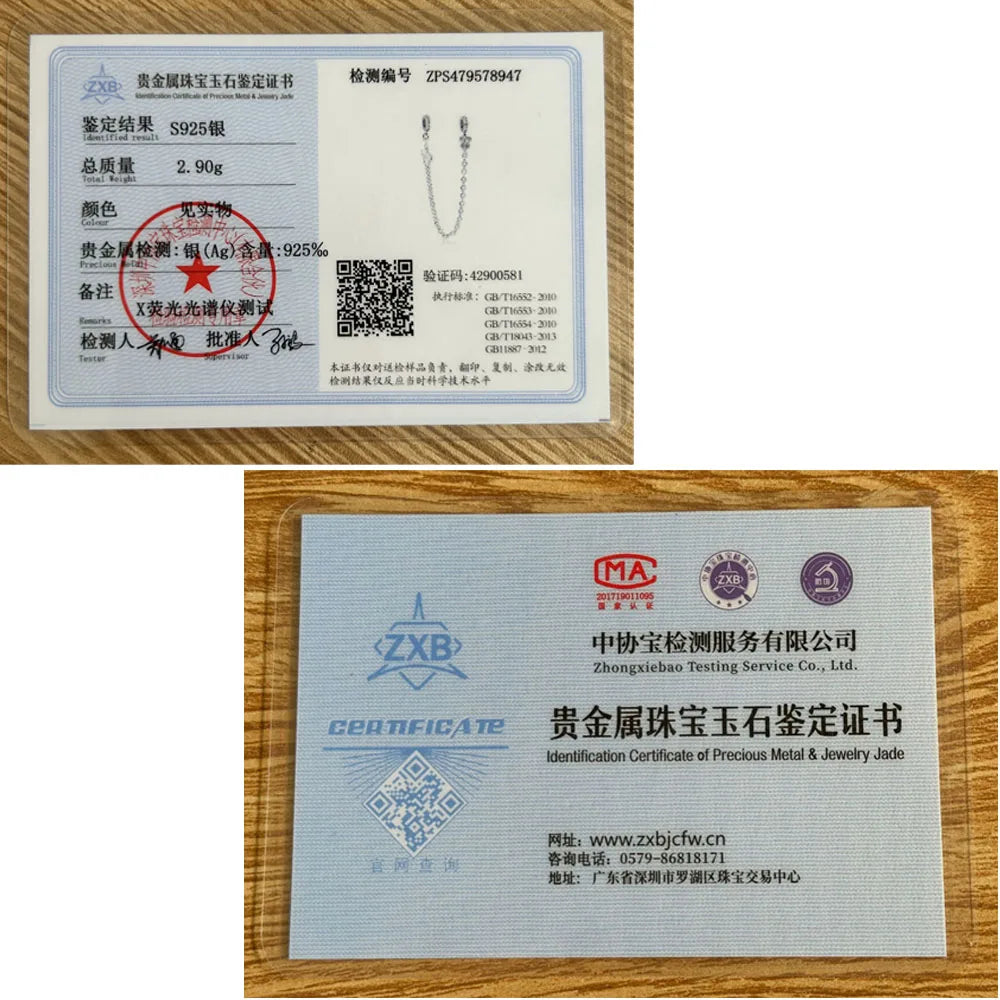 925 Sterling Silver Butterfly, Moon & Life Tree Safety Chain | Fits Original Bracelet DIY Jewelry Accessory