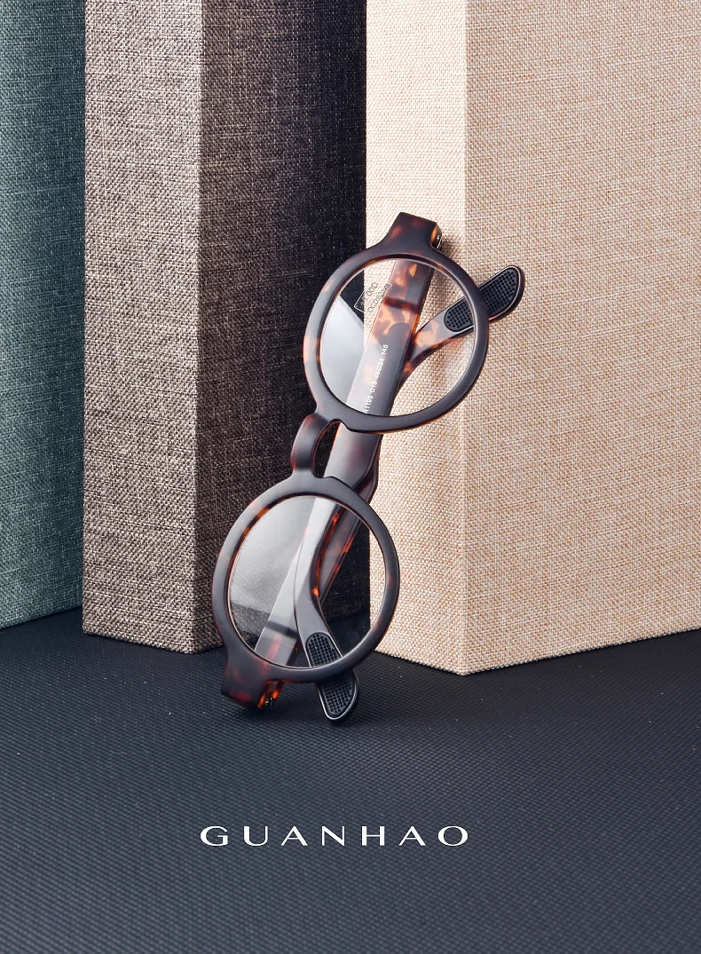 Guanhao Brand Men Reading Glasses – Vintage Round Frame Clear Eyewear | Thick Large Frame Presbyopia Glasses for Women & Elderly