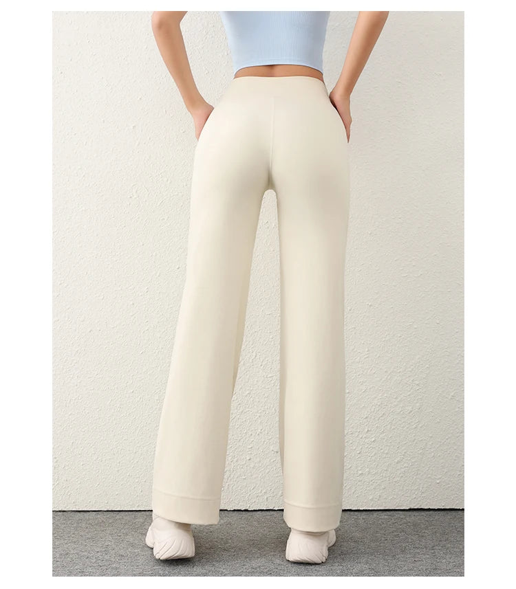 Women’s Loose Straight Sweatpants | Casual Wide Leg Running Pants | Drawstring Yoga Leggings with Side Pockets