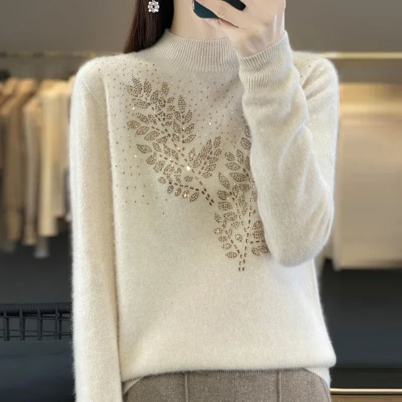 Women’s Thick Warm Mock Neck Sweater – Autumn Winter Long Sleeve Knit Pullover