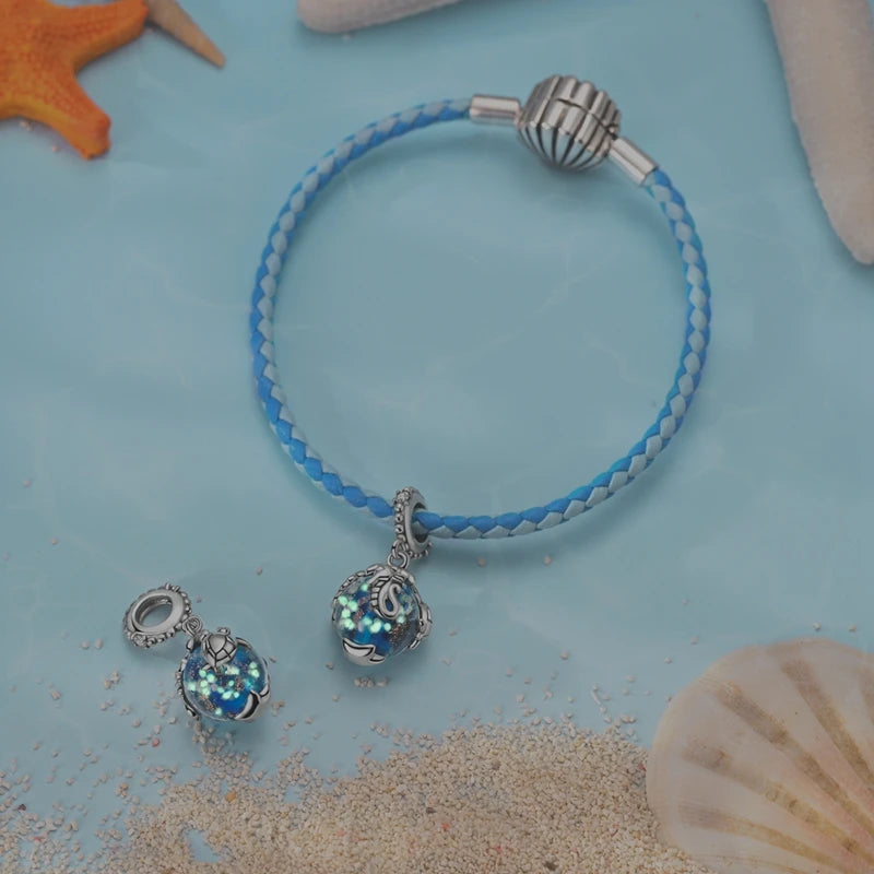 New Summer Ocean Silver Plated Sea Turtle & Starfish Shell Charm | DIY Bracelet Jewelry for Women