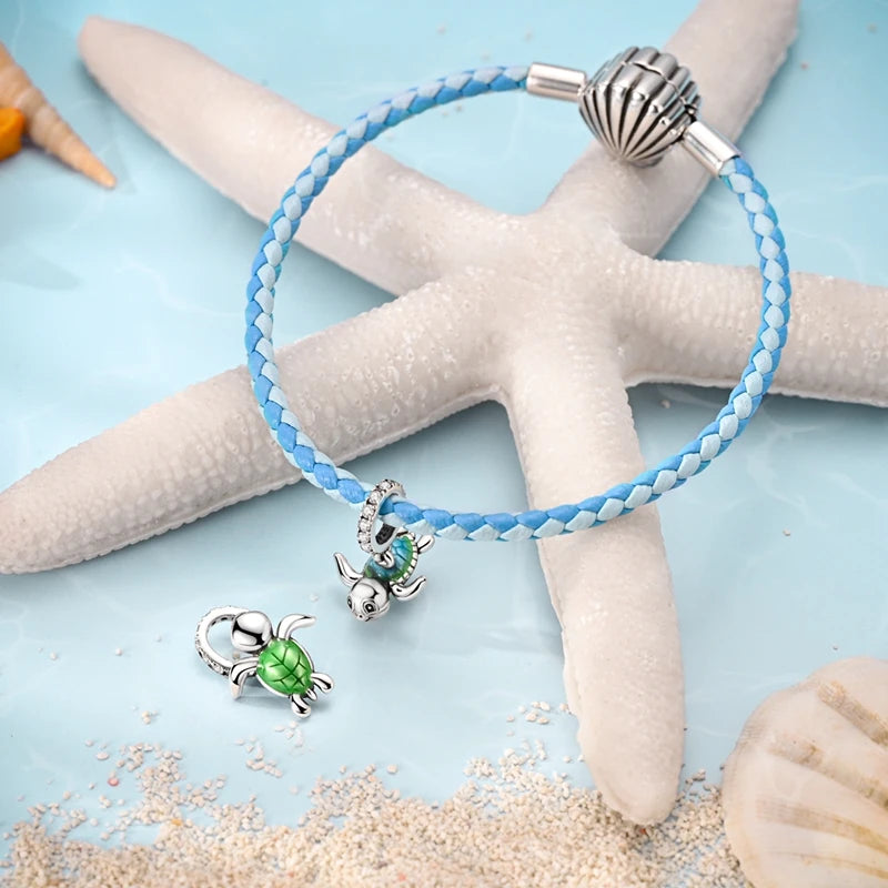 New Summer Ocean Silver Plated Sea Turtle & Starfish Shell Charm | DIY Bracelet Jewelry for Women