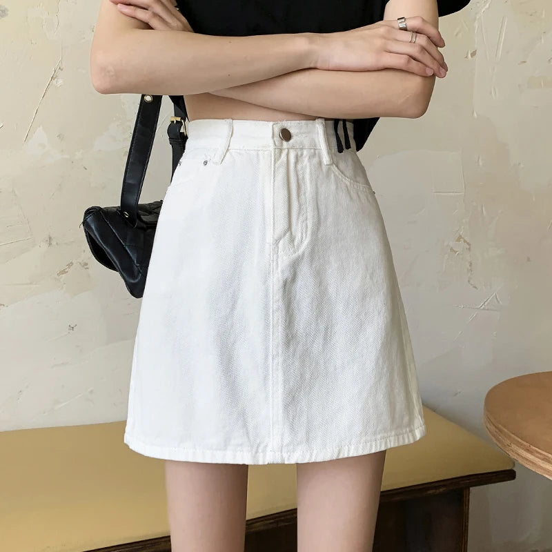 Women’s High Waist A-Line Denim Skirt | Slimming Bodycon Short Skirt Korean Style 2025