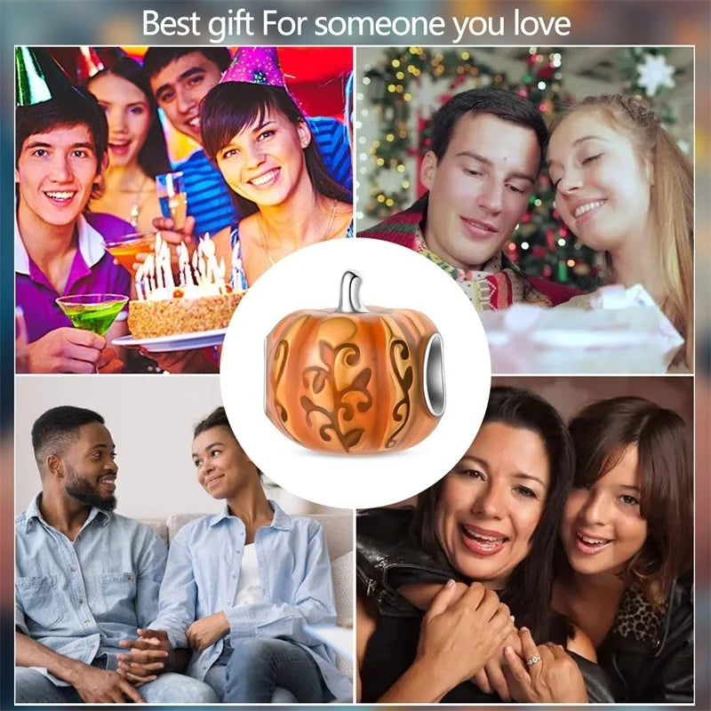 925 Sterling Silver Squirrel & Maple Leaf Charm | Shiny Zircon Autumn Beads Fit Pandora Bracelet DIY Jewelry