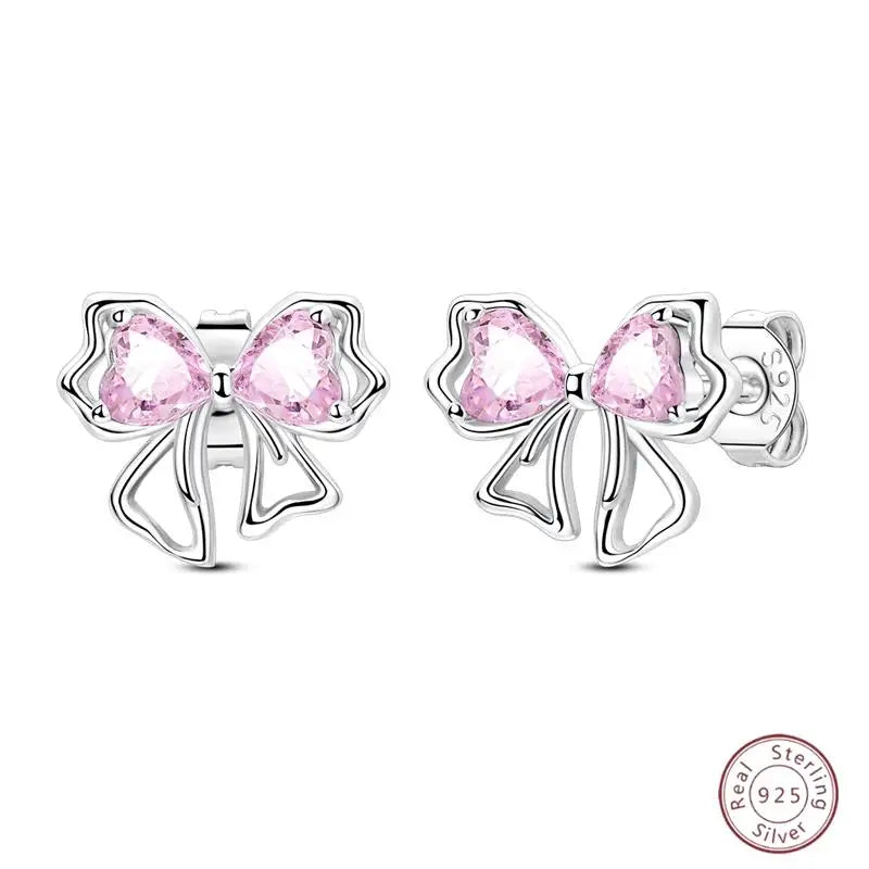 New Original 925 Sterling Silver Sweetheart Bow & Crab Ocean Earrings | Donut Zircon Round Design Women’s Fine Jewelry