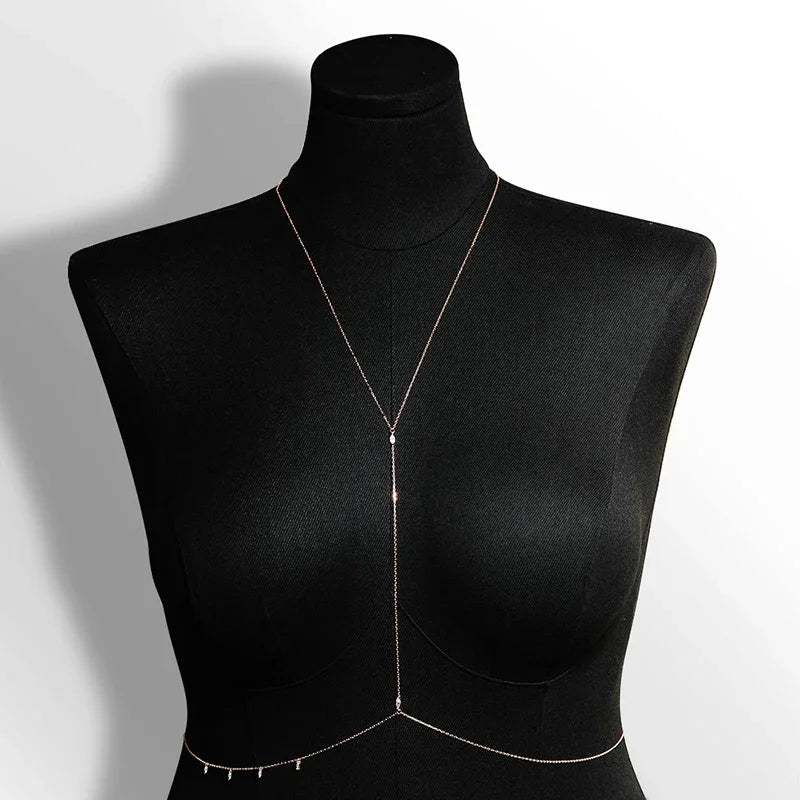 Smyoue Marquise Cut Moissanite Body Chain – Adjustable 925 Silver Plated 18K Jewelry for Women