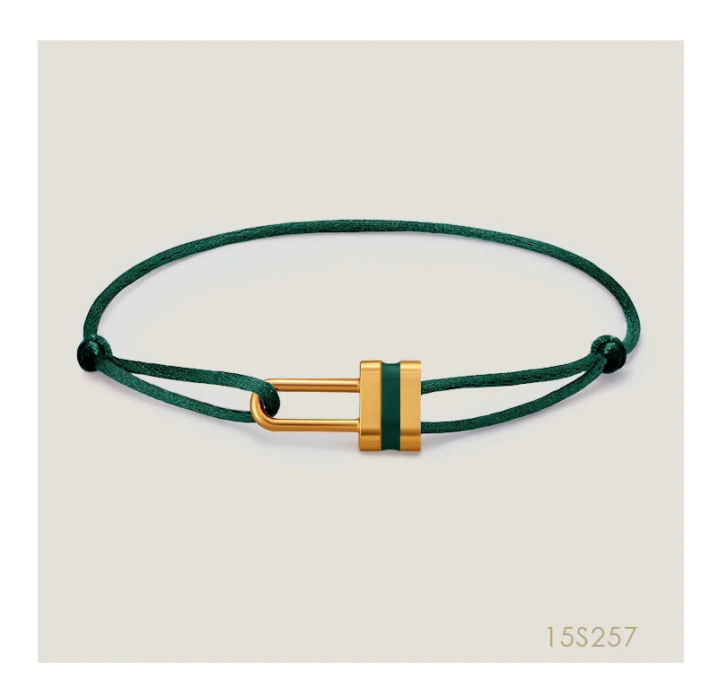 MOONLIGHT Adjustable Silk Rope Lock Charm Bracelet | Unisex Fashion Friendship Jewelry Gift for Women & Men