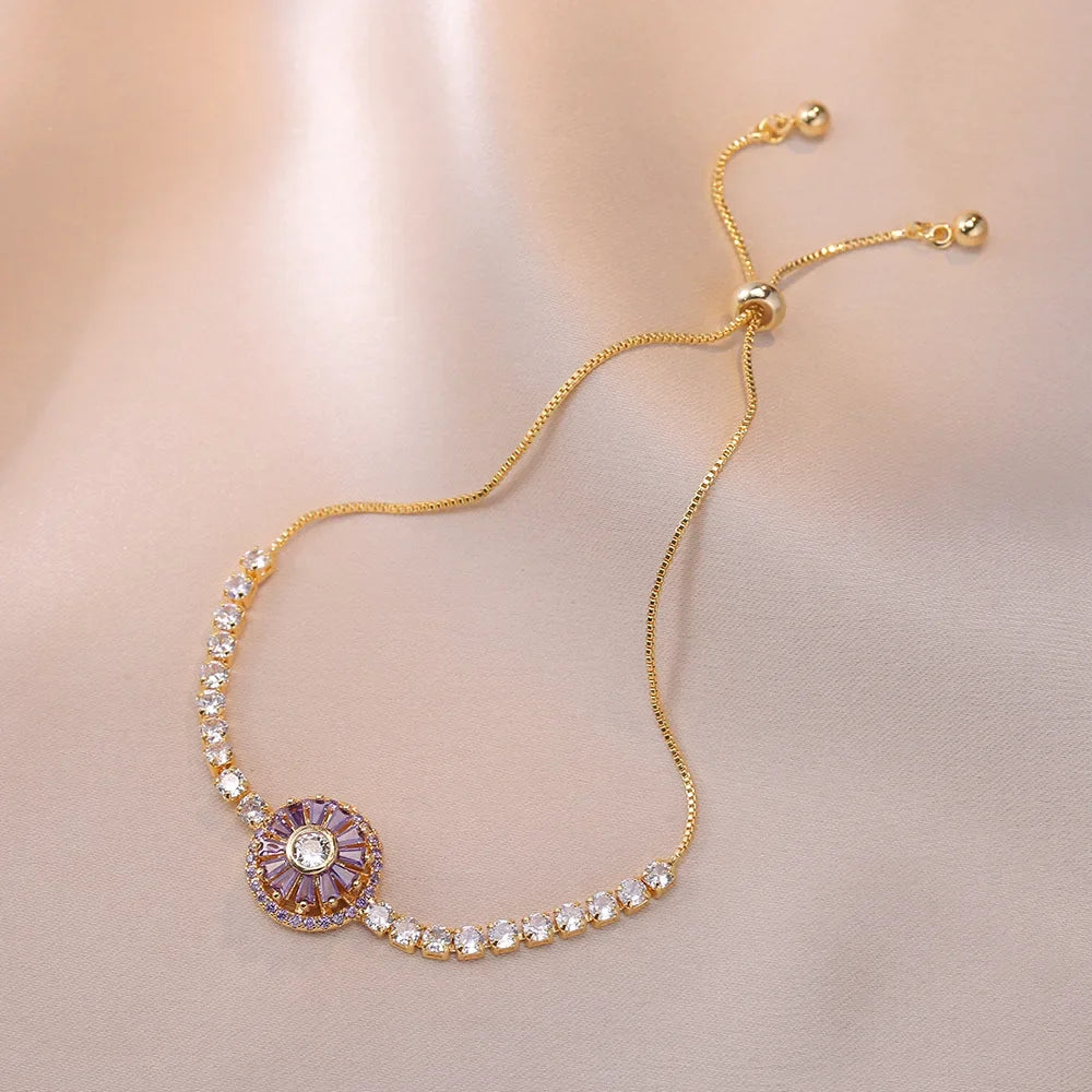 Multicolor Heart Charm Bracelet 💖 Titanium Steel Rhinestone Jewelry