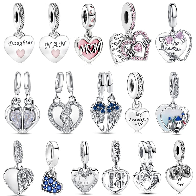 925 Sterling Silver Heart-Shaped Series Sweet Beads | Fit Original DIY Bracelet Women’s Jewelry Accessories Gift