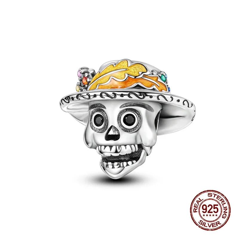 925 Sterling Silver Halloween Luminous Skull & Pumpkin Charms | Fits Original Pandora Bracelet | Party DIY Jewelry Gift