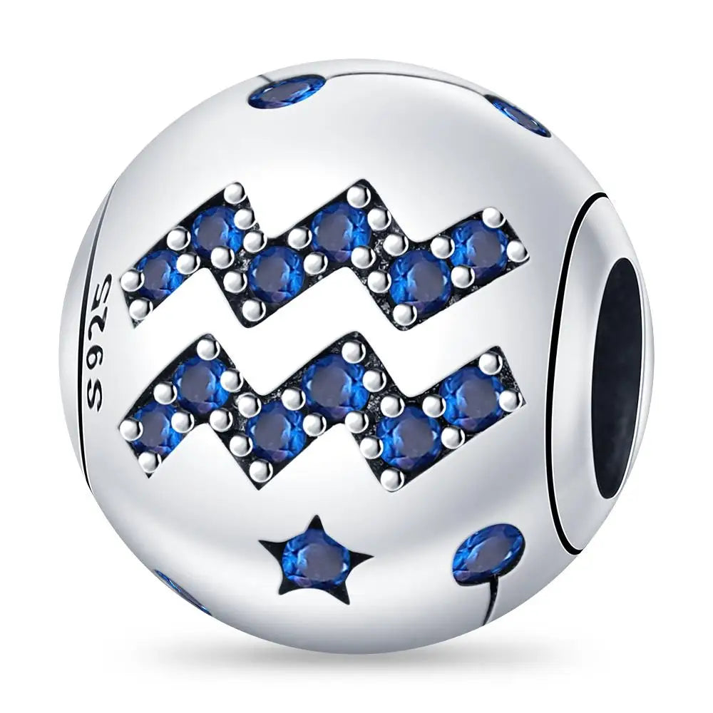 Charm Plata 925 Original 12 Constellation Beads | Water, Earth, Fire & Wind Round Beads