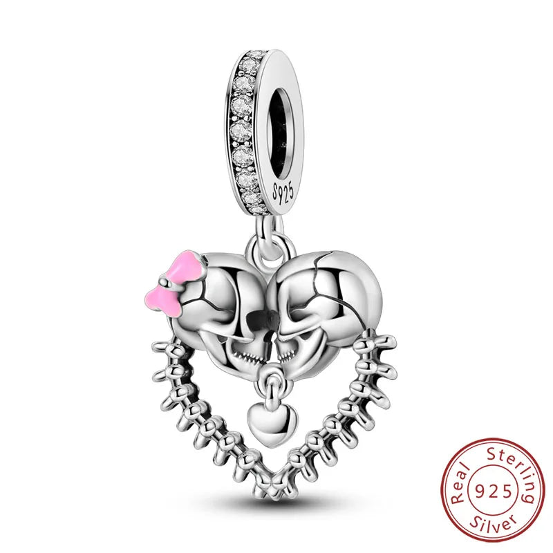 Halloween 925 Sterling Silver Charm Bead – Pumpkin, Witch, Skeleton, Mummy & Candy Pendant for DIY Original Bracele