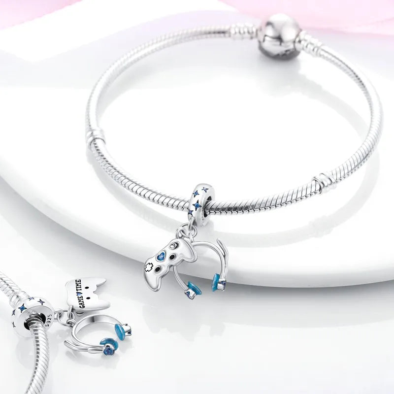 925 Silver 🎧 Enamel Earphone Charm Bead | Pandora Fit DIY Jewelry