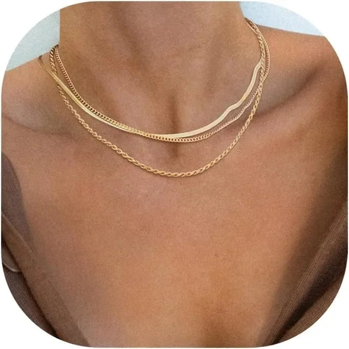 Gold & Silver Plated Snake Chain Choker Necklace for Women – Elegant Gold Jewelry Gift