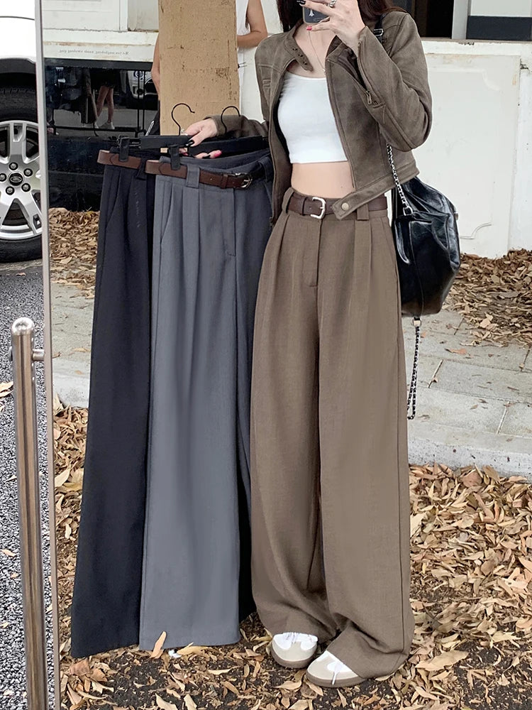High Waist Loose Pants Women – Summer 2025 Retro Casual Drapey Versatile Trousers