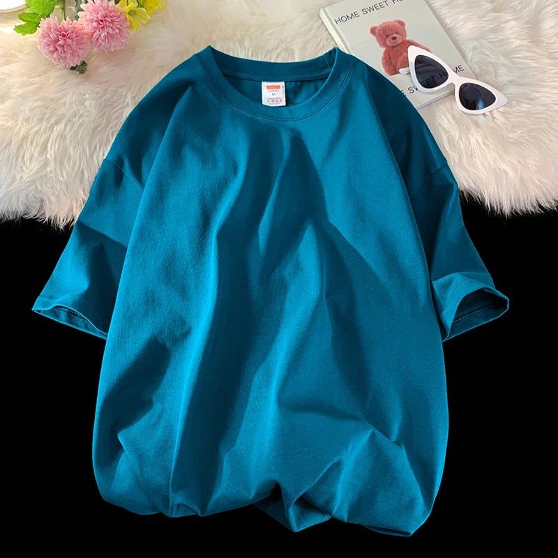 LEGIBLE 2025 Summer Women’s Cotton T-Shirt – Loose Solid Oversized O-Neck Tee 👕✨