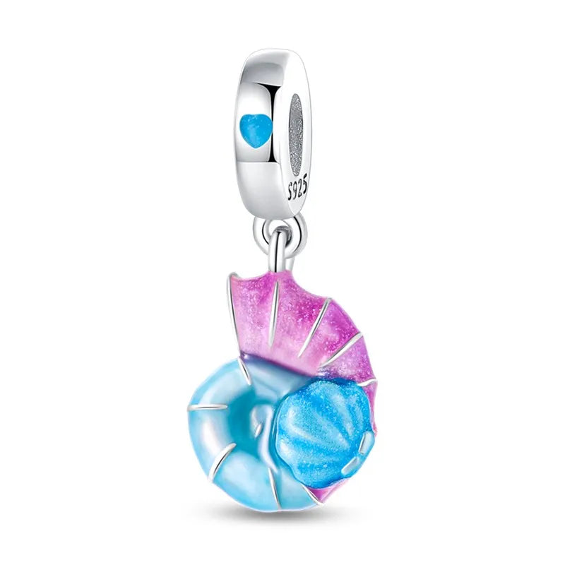 925 Sterling Silver Colorful Luminous Charms | Shell Turtle Star Beads