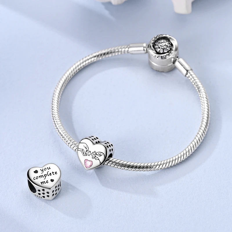 925 Sterling Silver Love Heart Zircon Pendant | Sparkling Beads Fit Original Bracelet & Necklace DIY Jewelry Gift for Women