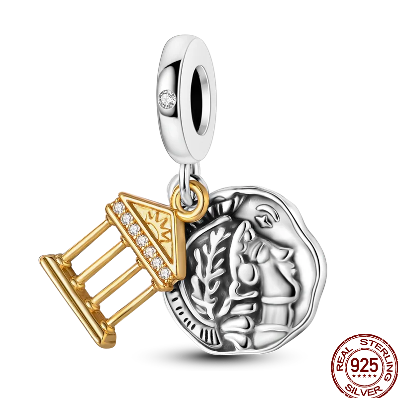 925 Sterling Silver Golden Zircon Saturn Flower Butterfly Charm Bead Fit 3MM Original Bracelet Women DIY Jewelry