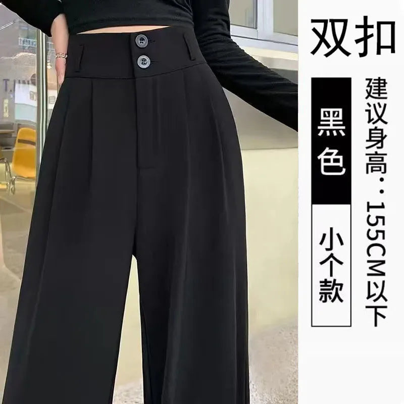 Women’s Slim Fit Straight Leg Suit Pants | Summer Thin Black Casual Trousers for Pear Shaped Body & Wide Hips