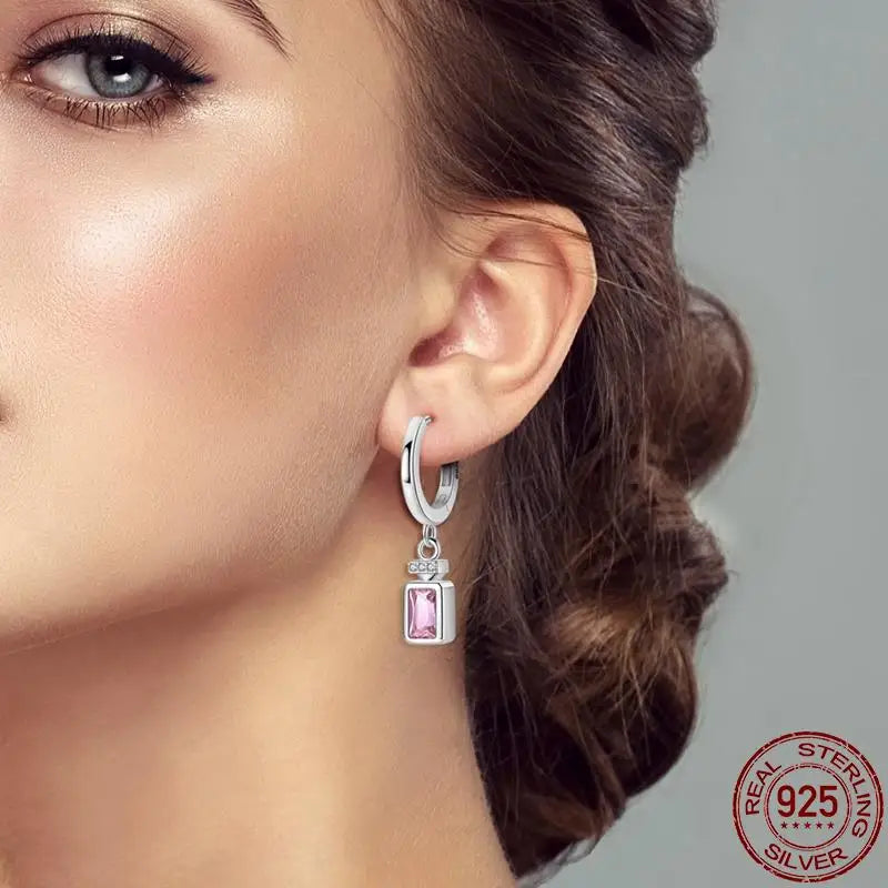 925 Sterling Silver Perfume & Fold-Eared Rabbit Hoop Earrings | Pave CZ Elegant Jewelry Gift for Women & Friends