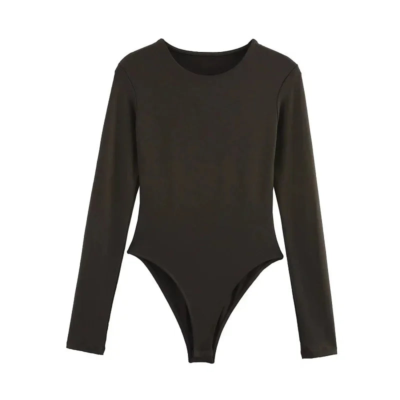 2025 MUJER Black Bustier Bodysuit for Women | Sexy Long Sleeve One-Piece Summer Top