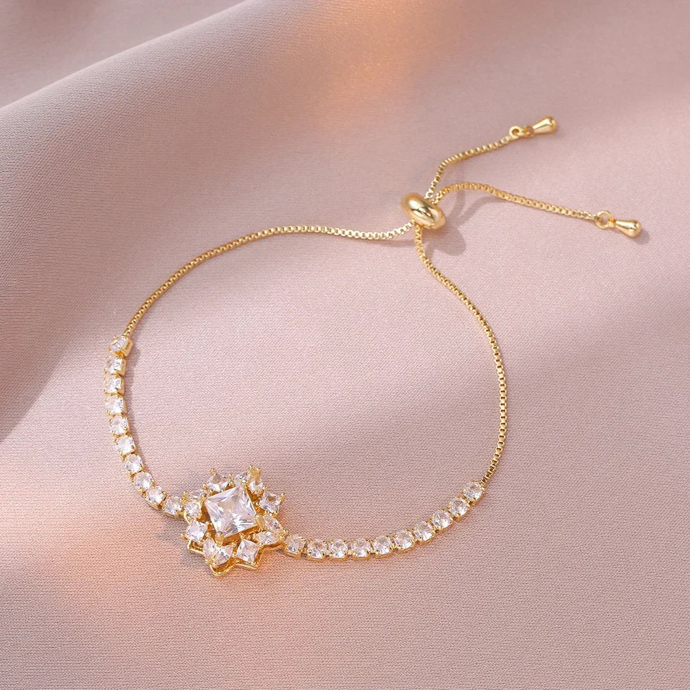 Multicolor Heart Charm Bracelet 💖 Titanium Steel Rhinestone Jewelry