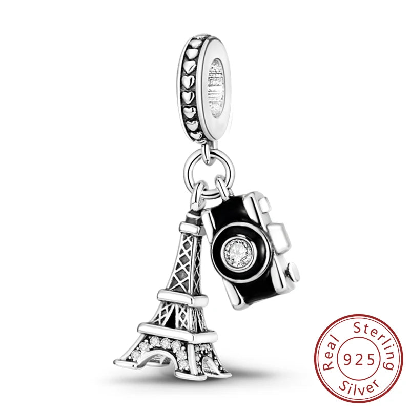 Original 925 Sterling Silver Paris Tower & Travel Charms – DIY Bracelet & Pendant Jewelry