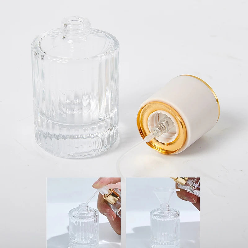 30/50ML Perfume Glass Spray Bottle – Portable Clear Refillable Cosmetic Atomizer | High-Capacity Empty Bottle