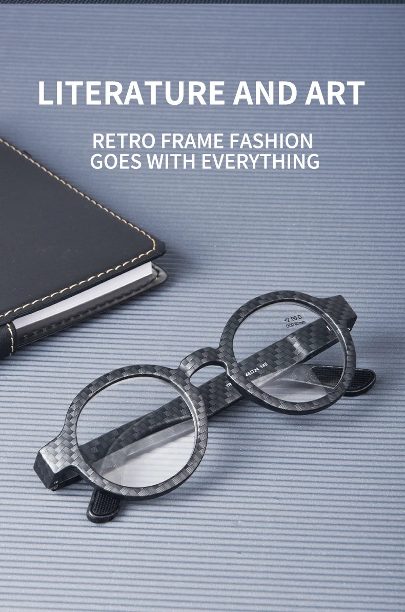 Guanhao Brand Men Reading Glasses – Vintage Round Frame Clear Eyewear | Thick Large Frame Presbyopia Glasses for Women & Elderly
