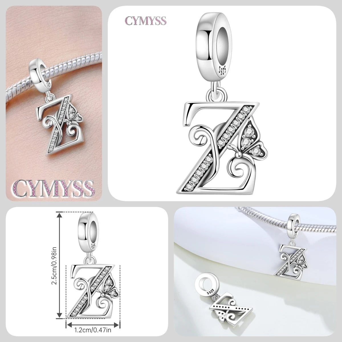 Original S925 Sterling Silver Butterfly & A-Z Letter Beads – DIY Bracelet & Necklace Jewelry