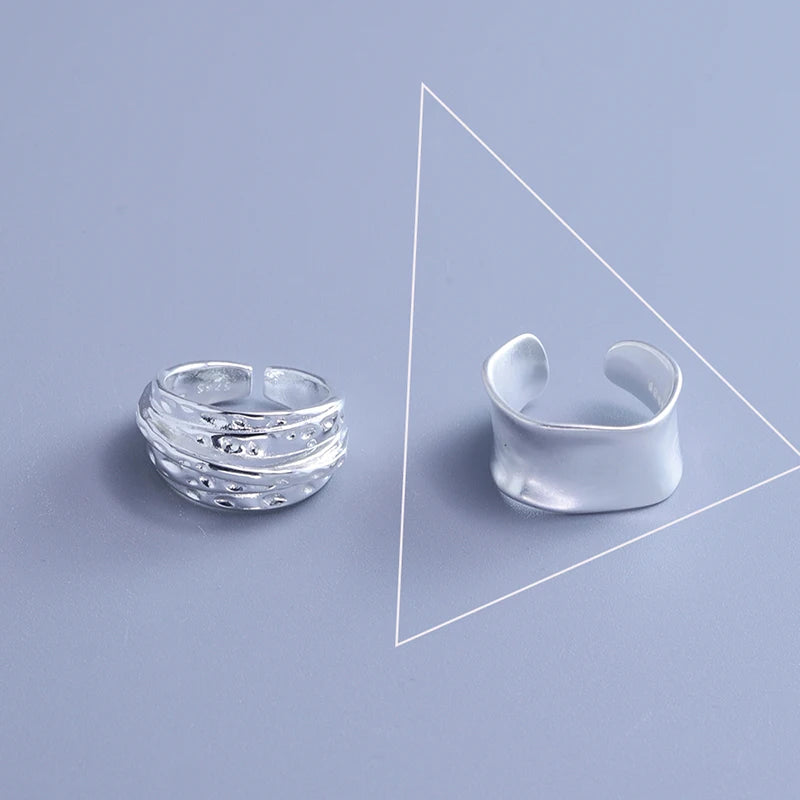 VENTFILLE 925 Sterling Silver Irregular Geometry Ring – Women’s Minimalist Jewelry Gift