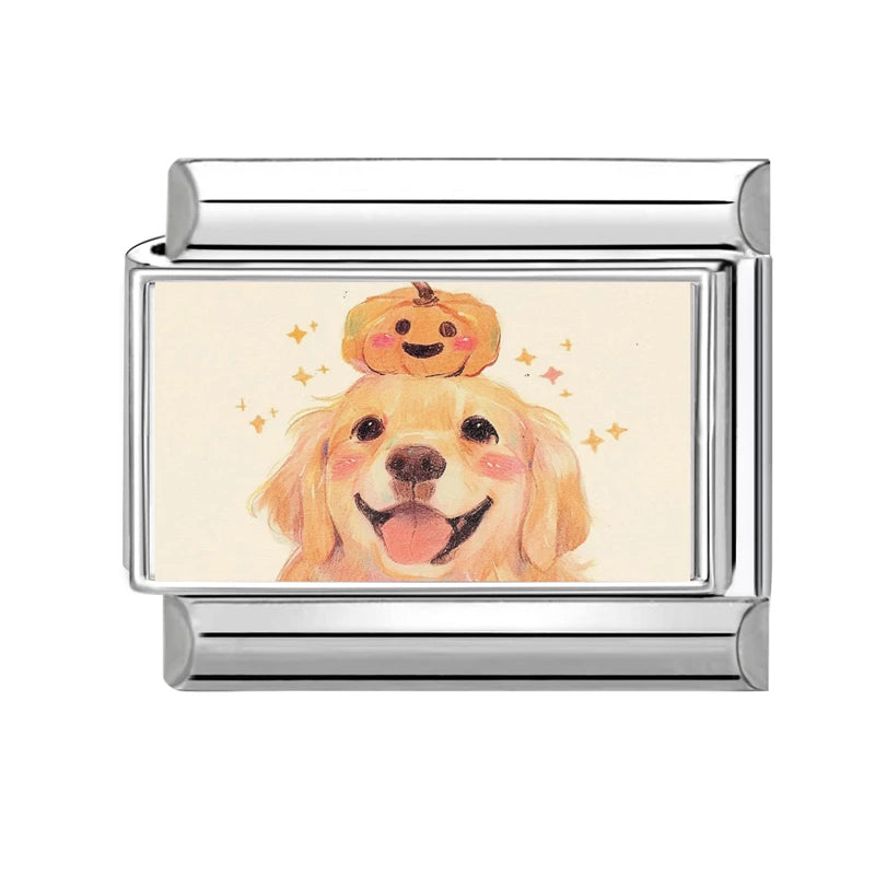 2025 Original Y2K Colorful Cute Cartoon Cats Dogs Italian Charm Links Fit 9mm Stainless Steel Bracelet Men Women DIY Making Gift