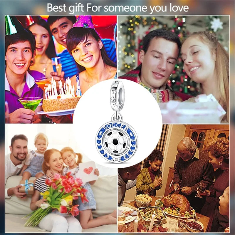 925 Sterling Silver Soccer Trophy Jersey Charm Beads – Fits 3mm Bracelets DIY Jewelry