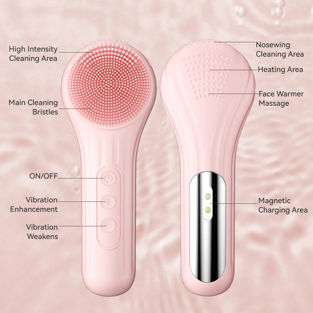 Sonic Waterproof Facial Cleansing Brush – Rechargeable Vibrating Face Scrubber for Deep Clean & Exfoliating Skin Care
