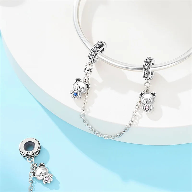 100% 925 Sterling Silver Teddy Bear, Kitten, Puppy & Elephant Luminous Firefly Charms | Sweet Beads Fit Pandora Bracelet Fine Jewelry