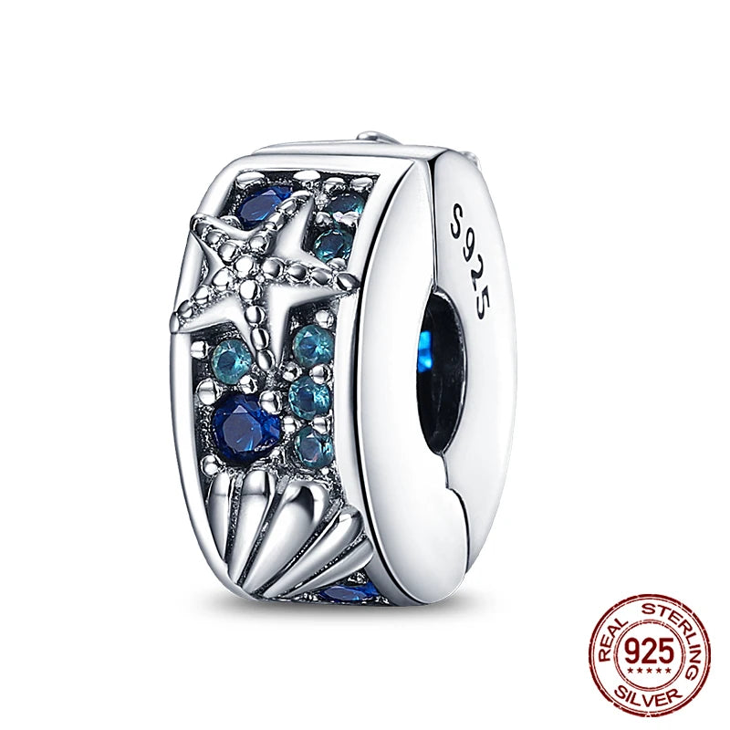 925 Sterling Silver Luminous Butterfly Star Moon Charm Bead | Round Clasp Bead for 3mm DIY Bracelet Jewelry Gift