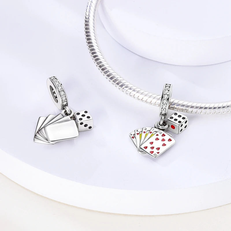 925 Sterling Silver Funny Playable Charms Beads | Smart Watch Tarot Bike Travel Dangle Fit Pandora Bracelet DIY Jewelry