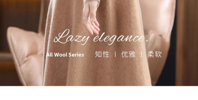 Women’s Mid-Length Knitted Wool Dress – High Collar Long Sleeve Casual Autumn Commute Dress for Ladies